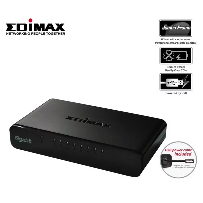 Edimax ES-5800G V3 tinklo jungiklis, nevaldomas Gigabit Ethernet (10/100/1000), juodas