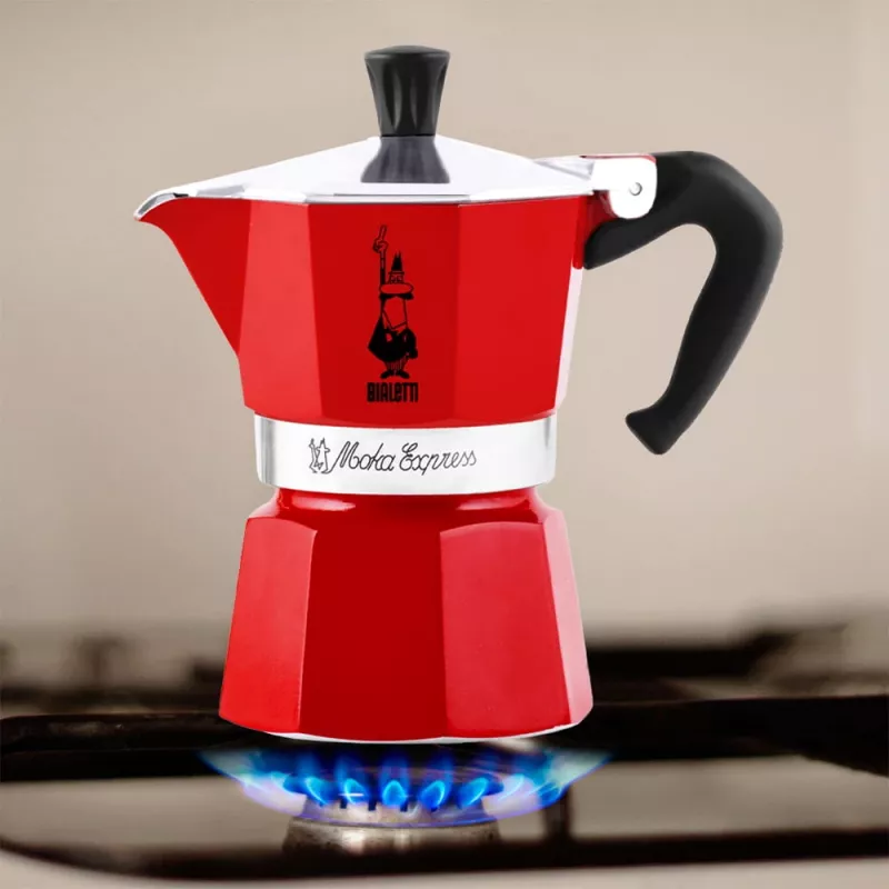 Bialetti Moka Express 1TZ espreso kavinukas (moka), 1 puodelis (50 ml), raudonas