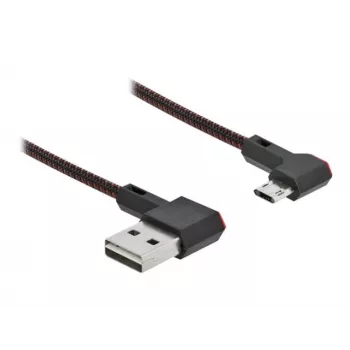 USB kabelis DeLOCK EASY-USB 2.0 Type-A (vyriškas) į Micro-B (vyriškas) kampuotas 0,2 m juodas