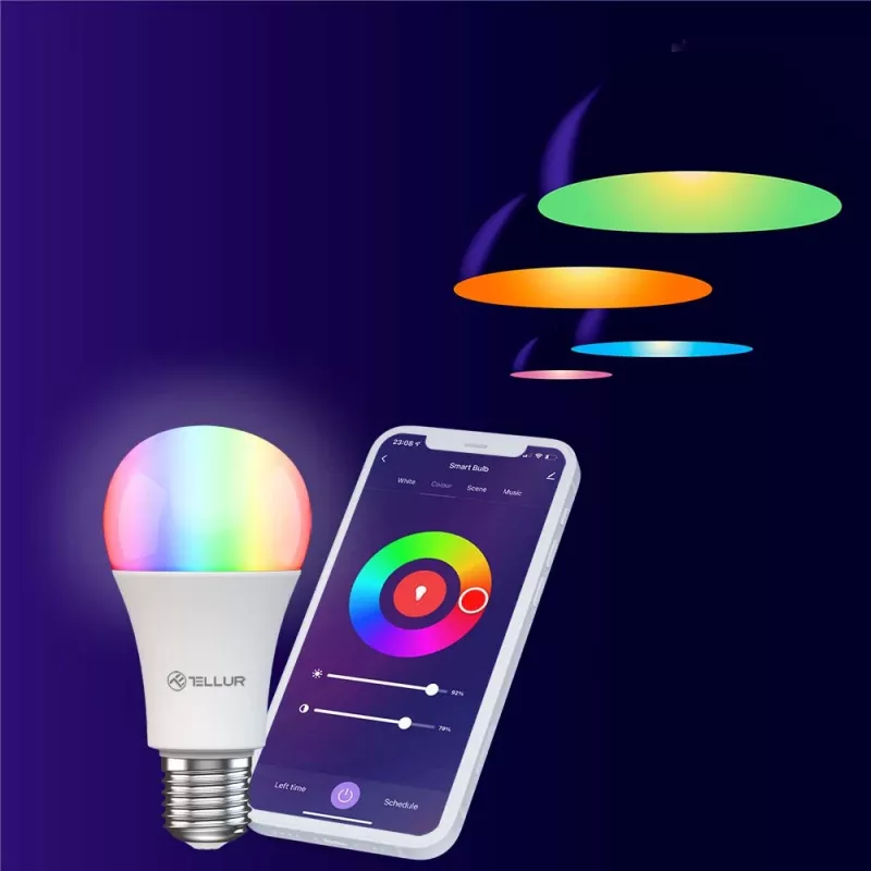 Išmanioji Wi-Fi LED lemputė Tellur TLL331341 9W RGB reguliuojamo ryškumo