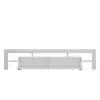 TV stovas Cama Meble TORO 200 — 2000×350×410 mm, pilkas viršus iš medžio drožlių plokštės, pilkas/baltas blizgesys