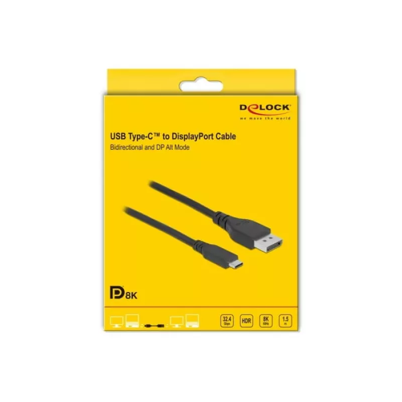 USB Type-C į DisplayPort laidas DeLOCK 86040 8K 60 Hz 1,5 m