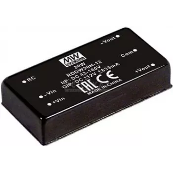 Keitiklis DC-DC Mean Well RDDW20G-15 – 20 W, 15 V išėjimas, įėjimas 18–75 V, RoHS, 35 g