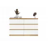 Komoda su 6 stalčiais 120 cm Malwa — Artisan Oak / Balta, medžio drožlių plokštė