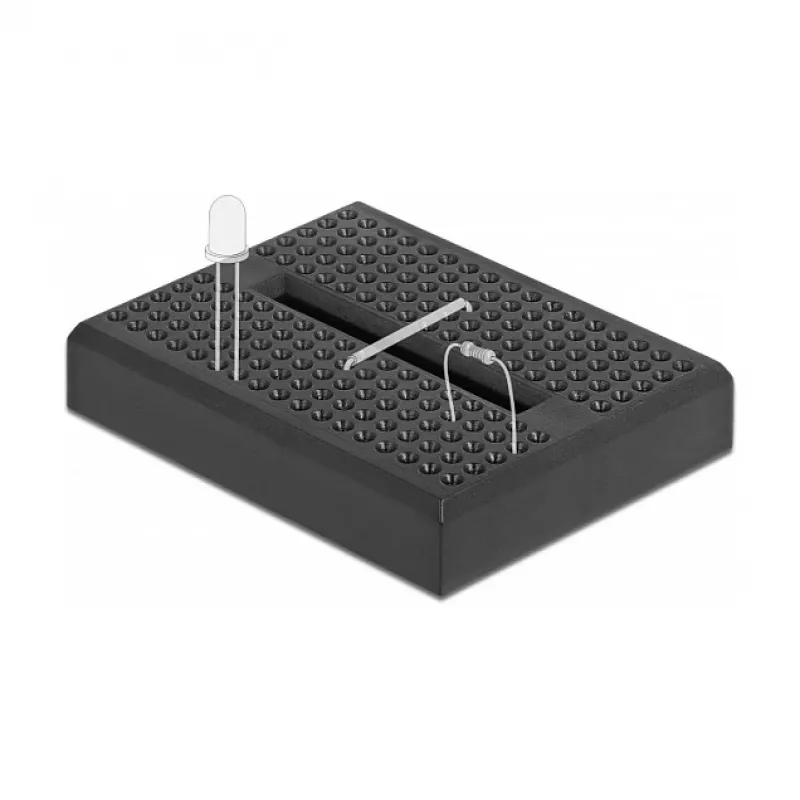 Breadboard DELOCK 18317 – plastikinė bekontaktė prototipavimo plokštė, 36×46×10 mm, juoda