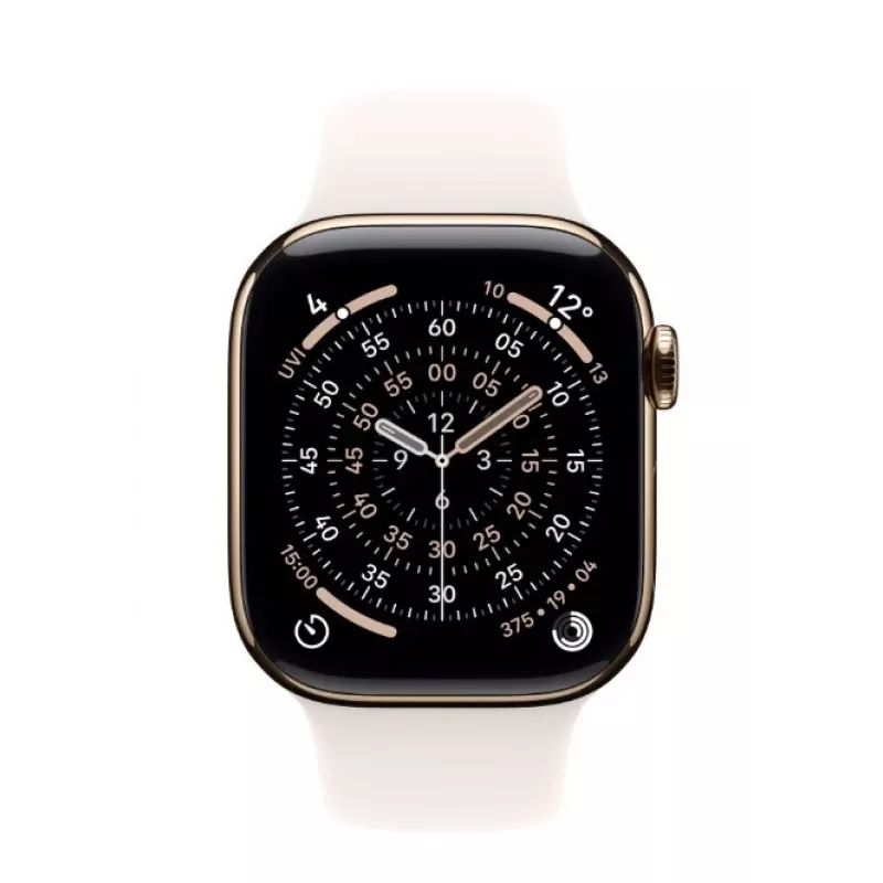 Išmanusis laikrodis Apple Watch Series 11 GPS + Cellular 42mm Auksinis titano korpusas Šviesiai rožinis sportinis dirželis M/L