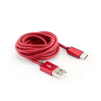 Sbox USB->Type-C M/M 1,5m CTYPE-1.5R Braškė Raudona