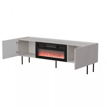 Spintelė televizoriui Cama Meble LUCCA 180x40x59 cm, kashmyro viršus, juodas židinys