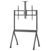 Pertvarkomas TV stovas MACLEAN MC-114 B grindinis mobilus stovas 55–100 colių ekranams, max apkrova 120 kg, VESA 200x200–900x600, aukštis 115–152 cm, juodas, lentyna