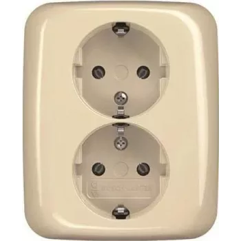 BUSCH JAEGER BJ 202 EUJ-212 SCHUKO Dvigubas lizdas su pilna dangtelio plokšte