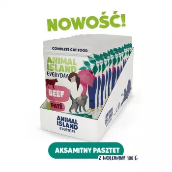 ANIMAL ISLAND jautienos paštetas maišeliuose katėms 12x100g