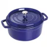 Staub 24 cm apvali ketaus puodas tamsiai mėlynas