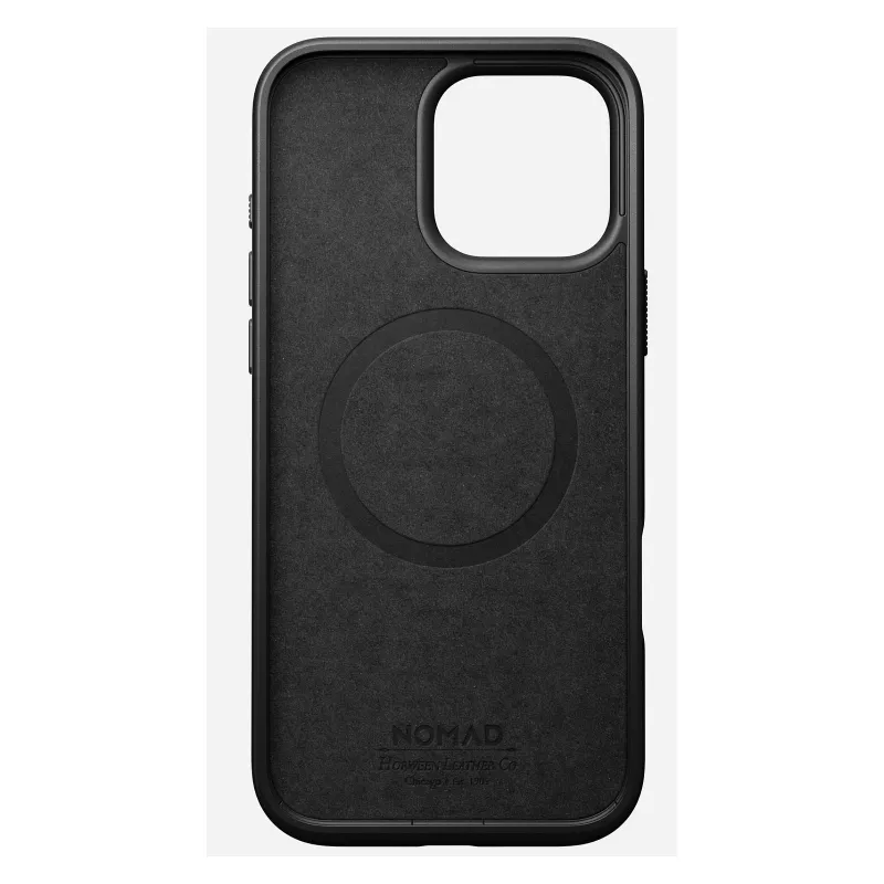 Mobiliojo telefono dėklas Nomad Modern Leather Case, skirtas iPhone 16 Pro Max, 6,9 colio (17,5 cm), juodas, oda+PC+TPU