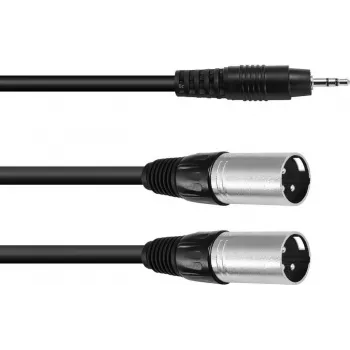Audio adapterinis kabelis Omnitronic 1x 3,5 mm TRS į 2x 3 kontaktų XLR, 1,5 m (30225158)