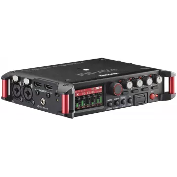 Nešiojamas garso įrašymo įrenginys Tascam FR-AV4 — 6 kanalų, 4 XLR combo + 2x 3,5 mm, 24/32 bitų, 48/96/192 kHz, „MicroSD“ iki 512 GB, USB-C, PD