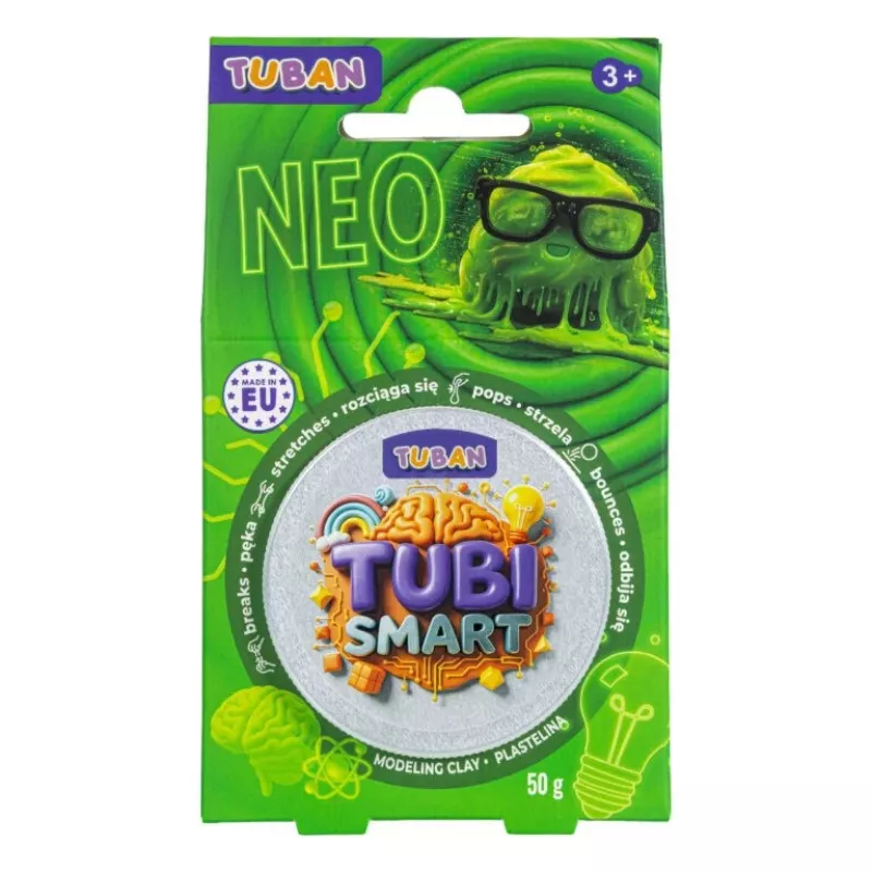 Modelino molis TUBAN TUBI SMART NEO, žalias, 50 g – vaikiškas modelino molis