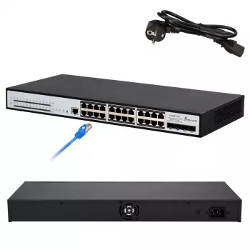 Valdomas jungiklis Extralink Chiron Pro 24x RJ45 1000Mb/s PoE 4x SFP+ L3 370W