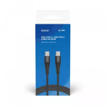 Savio CL-160 USB-C į USB-C laidas 2 m USB 2.0 juodas