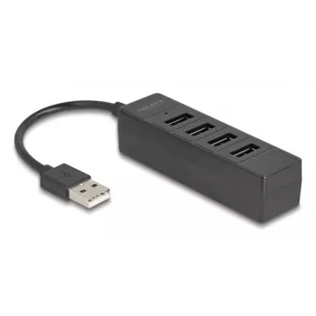 USB šakotuvas DeLOCK 64334 Type-A 480 Mbit/s Juodas