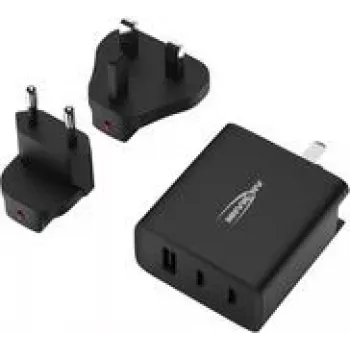 Ansmann USB įkroviklis kelioninis TC315 / 3 A / 15,5 W / 3 prievadų USB įkroviklis 15.5 W USB-A lizdas Smart IC juodas vidaus patalpoms (1001-0178)