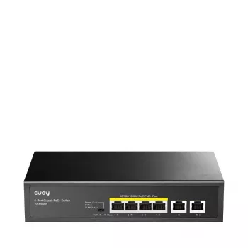 Cudy GS1006P tinklo jungiklis, nevaldomas Gigabit Ethernet, 6 prievadai PoE, 12 Gbit/s, 2048 MAC, juodas