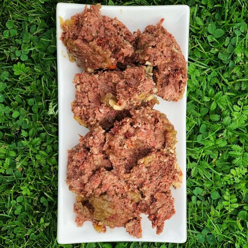 Šlapias šunų ėdalas OLLO Pure Beef and Green Tripe 400 g skardinė – suaugusiems, baltymai 14,5%, riebalai 11,9%, drėgmė 69%