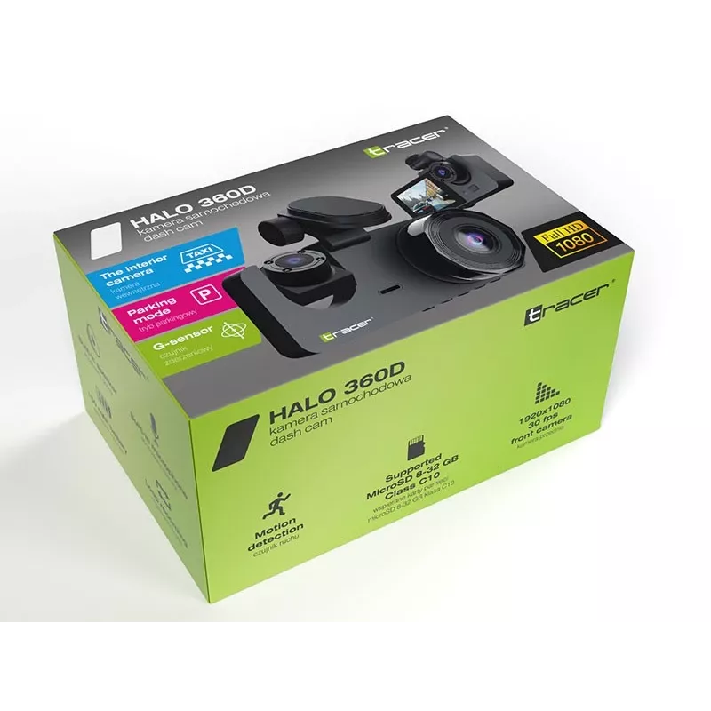 Tracer Halo 360 Dual TRAKAM47568 automobilinis vaizdo registratorius, Full HD, 3 colių ekranas