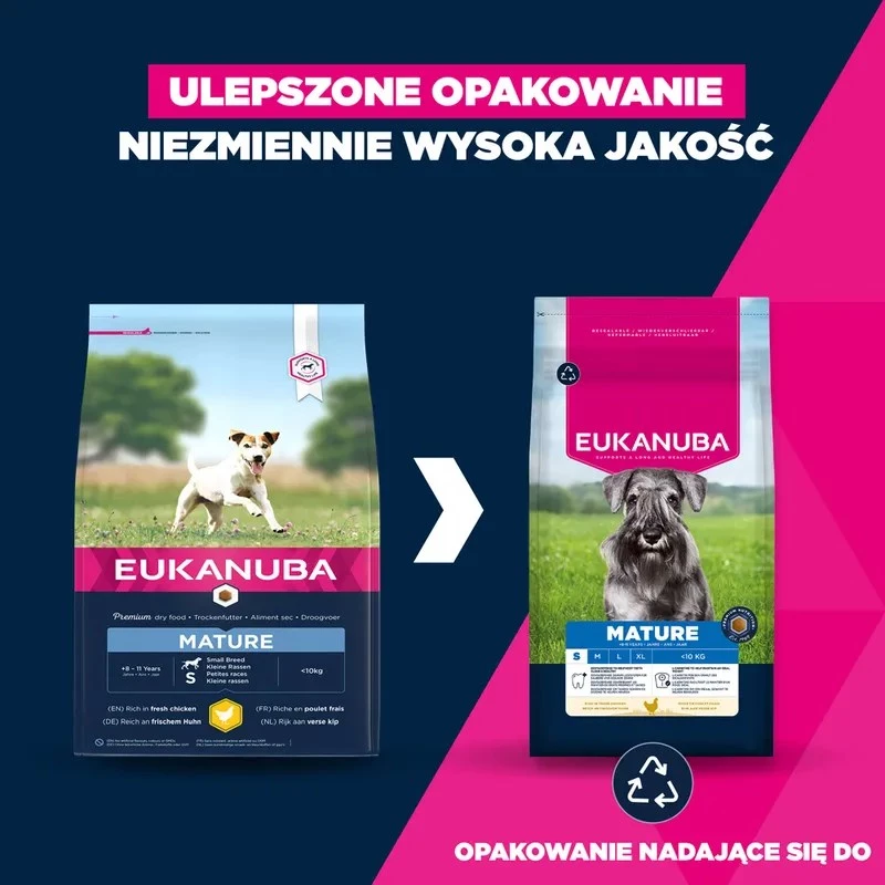 Sausas šunų ėdalas EUKANUBA Mature Small Chicken 3 kg – suaugusiems mažų veislių šunims