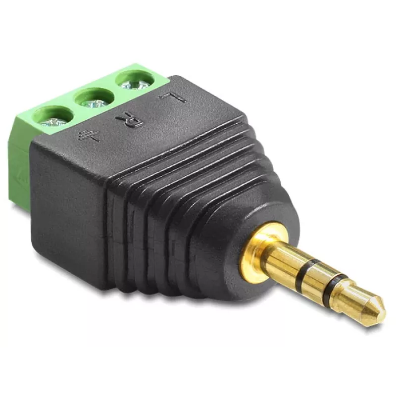 Adapteris lizdo 3,5mm prie gnybtų bloko DeLOCK 65419 3,5mm 3p juoda žalia sidabrinė