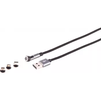 Magnetinis USB-A 3-in-1 kabelis ShiverPeaks 14-19011 — 540° pasukama galvutė, 7 kontaktų, 2,0 m