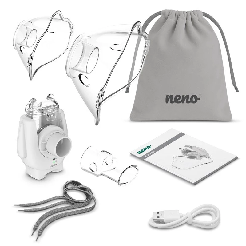 Nešiojamas ultragarsinis inhaliatorius neno Atemo 36 / 5 000 – baterija/USB, vaikams, su kandikliu ir vaikiška kauke