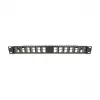 DELOCK 19 colių Keystone pataisų skydelis 24 prievadų kampuotas su įtempimo mažinimu, 1U, juodas, 482,6×125,5×44,2 mm