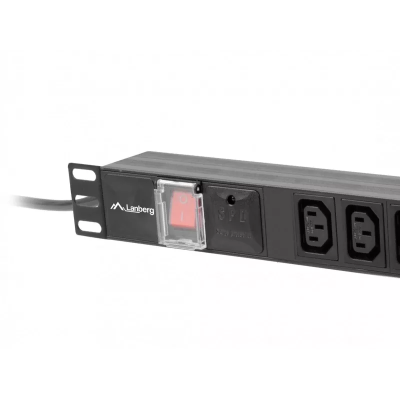 Maitinimo paskirstymo blokas LANBERG PDU-10I-0200-IEC-BK — 10× C13 lizdai, 2 m kabelis, 10 A, 2500 W, juodas