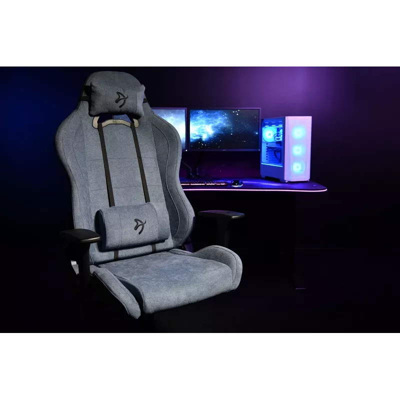 Žaidimų kėdė Arozzi Torretta SoftFabric Blue – ergonomiškas dizainas, reguliuojamas aukštis ir porankiai
