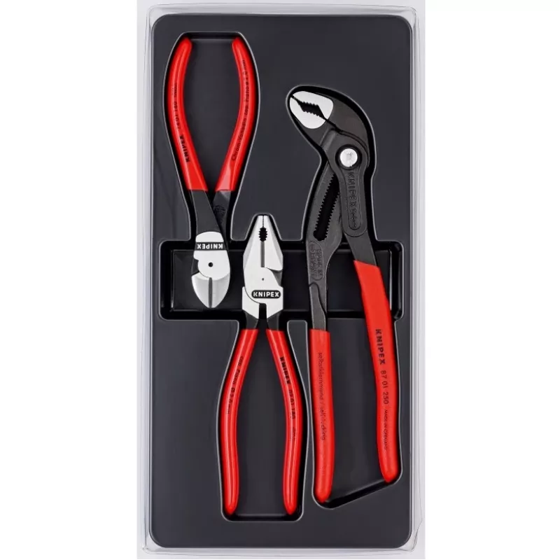Knipex replių rinkinys „Power Pack“ – 3 poliruoti termoformuoti plastikiniai dėklai