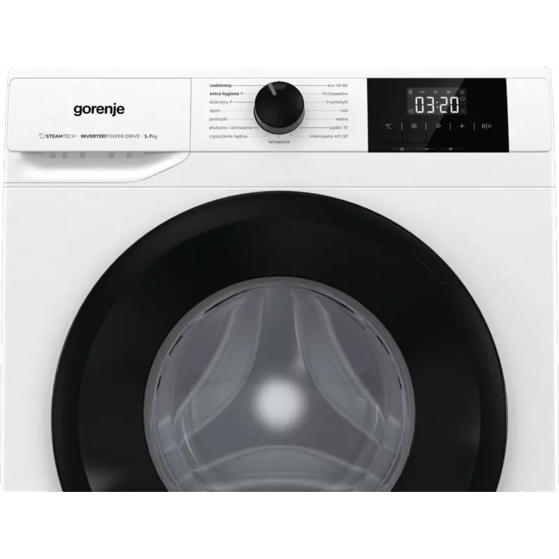 Laisvai pastatoma skalbyklė Gorenje W3NGPI72SBS, 7 kg, 1200 aps./min., inverterinis variklis, garų funkcija, 15 programų, balta