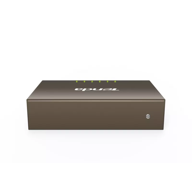 Nevaldomas komutatorius TENDA TEG1005D — 5x Gigabit RJ-45 prievadai, 10 Gbit/s perjungimo talpa, pilkas metalinis korpusas