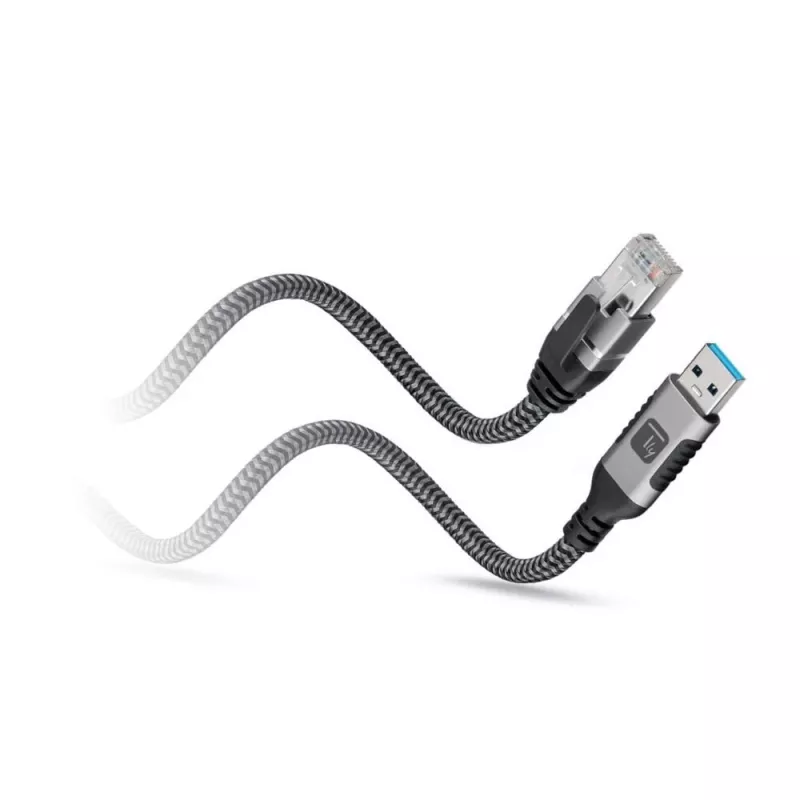 Techly ICOC U3A-RJ45-010 USB-A – Gigabit Ethernet tinklo adapterio kabelis, 1 m, juodas/sidabrinis