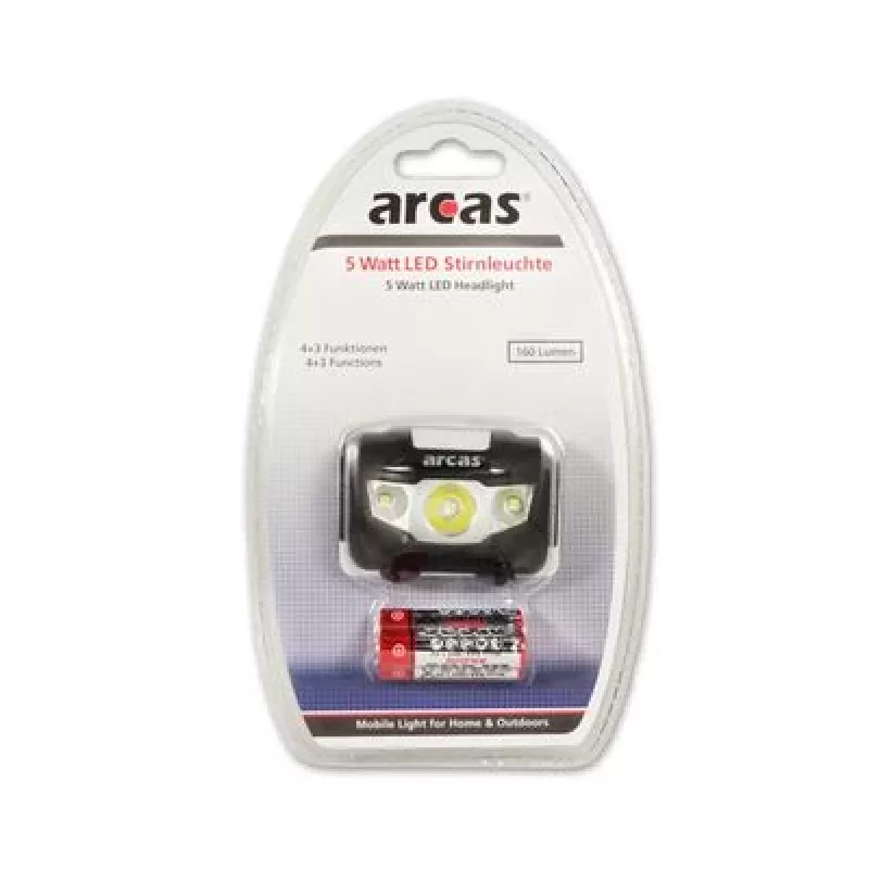 Arcas ARC5 priekinis žibintas su 1 LED ir 2 prožektoriaus LED, 5 W, 160 lm, 4+3 šviesos režimai