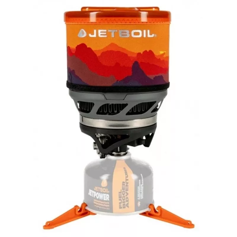 Nešiojama dujinė viryklė Jetboil MiniMo – kompaktiška stovyklavimo viryklė su integruotu FluxRing degikliu ir troškinimo valdymu