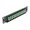 Optiminis skirstomasis skydas DeLOCK 10 colių 12 prievadų LC Quad žalias 1U juodas