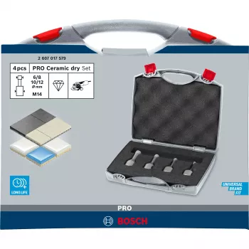 Bosch HSS gręžtųjų grąžtų kobalto rinkinys, pjaustytuvas, kietai keramikai, plytelėms, 1,2 cm, sidabrinis, 4 vnt.