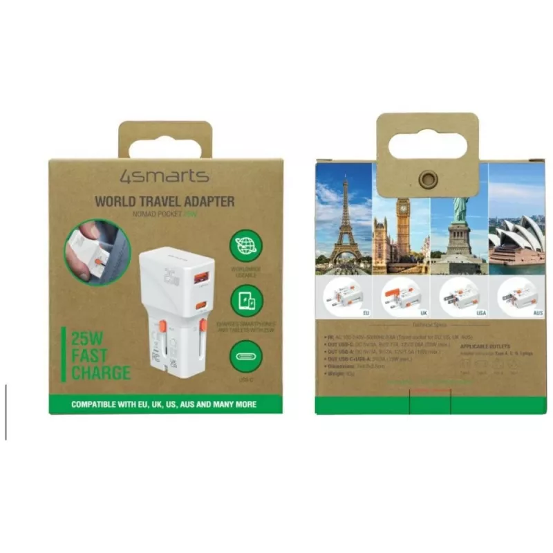 Kelioninis įkroviklis 25W World Travel 25W USB-C + A