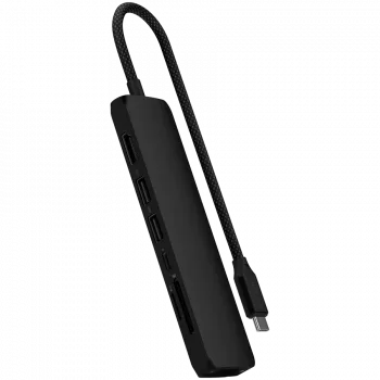 Satechi 7-in-1 USB-C Slim Multiport Adapter Ethernet (USB-C PD, 2x USB-A, HDMI 4K, Ethernet, kortelių skaitytuvas micro/SD) (Juoda)