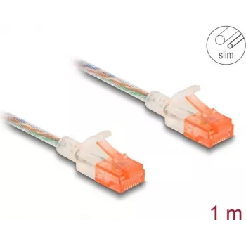 Tinklo kabelis DeLOCK RJ45 Cat.6A U/UTP Slim 1m Skaidrus