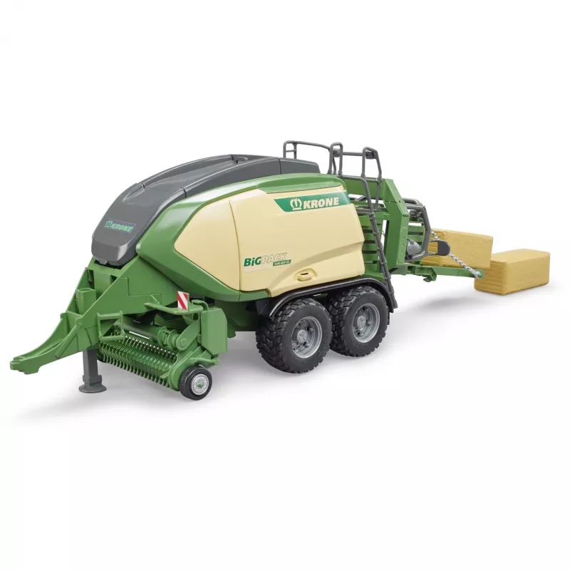 Bruder 02033 Krone Big Pack 1290HDP VC ryšulinė presa, transporto priemonės modelis 1:16, su 2 stačiakampiais ryšuliais, žalia
