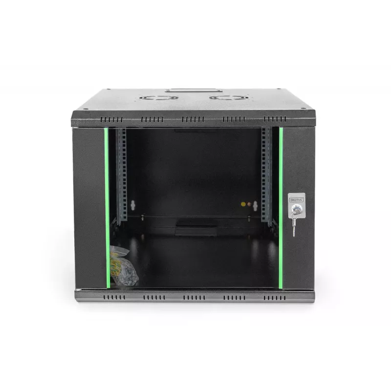 DIGITUS Professional Unique DN-19 09U-6/6-SW - Tinklo spinta - montuojama ant sienos - Juoda, RAL 9005 - 9U - 48,3 cm (19 inch)