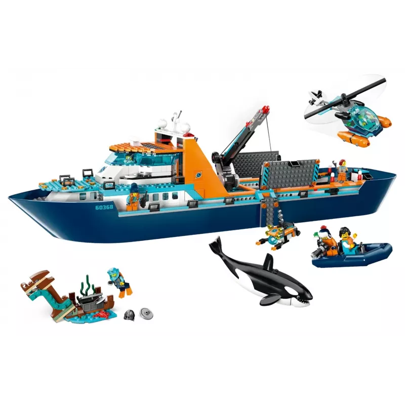 Konstruktorius LEGO City Arktinis tyrinėjimų laivas 60368 — 815 dalių, 7+ metai, 4 minifigūrėlės