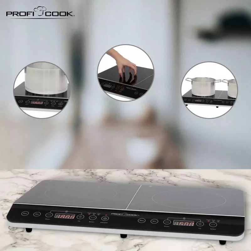 PROFI COOK PC-DKI 1067 indukcinė kaitlentė, 3500W, 2 kaitvietės, juoda