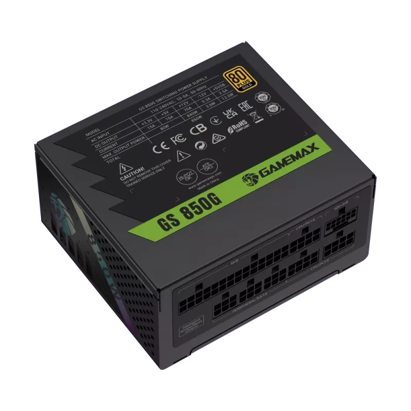 Gamemax GS 850G maitinimo blokas, 80 PLUS Gold, 850 W, SFX, pilnai modulinis